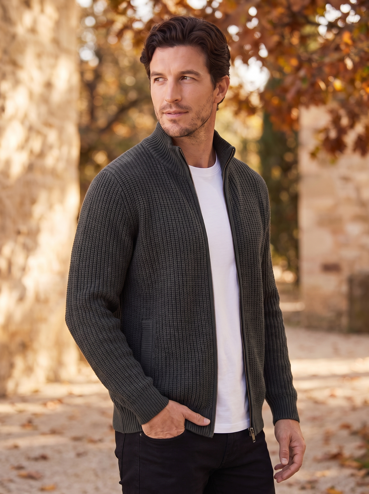 Men's cable knit cardigan