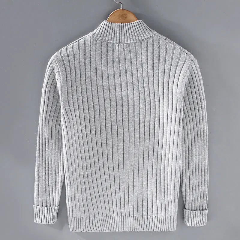 regular fit cardigan showing ribbed knit pattern throughout