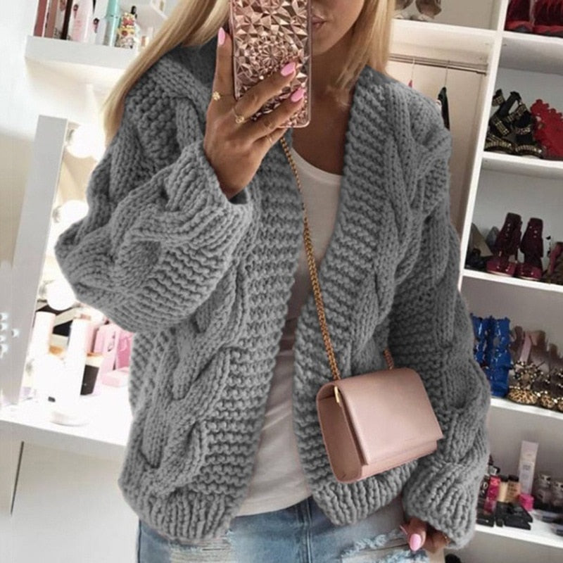 Cardigan en Maille Torsadée pour Femme