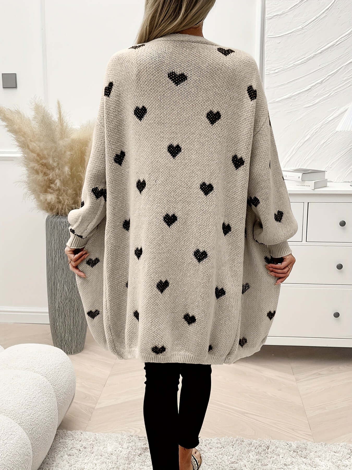 Cardigan ouvert à motif cœur pour femme