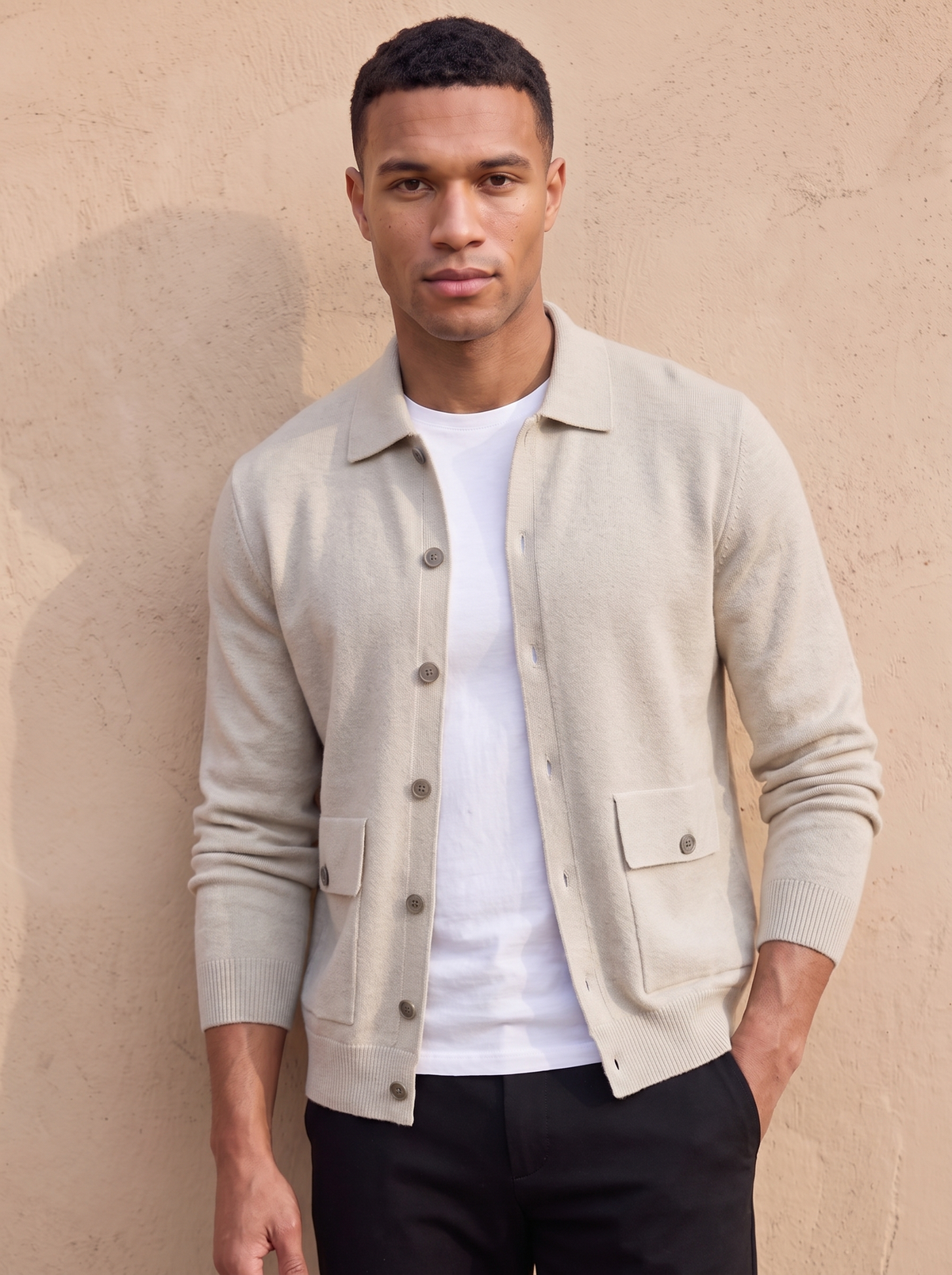 Men's cashmere button jacket