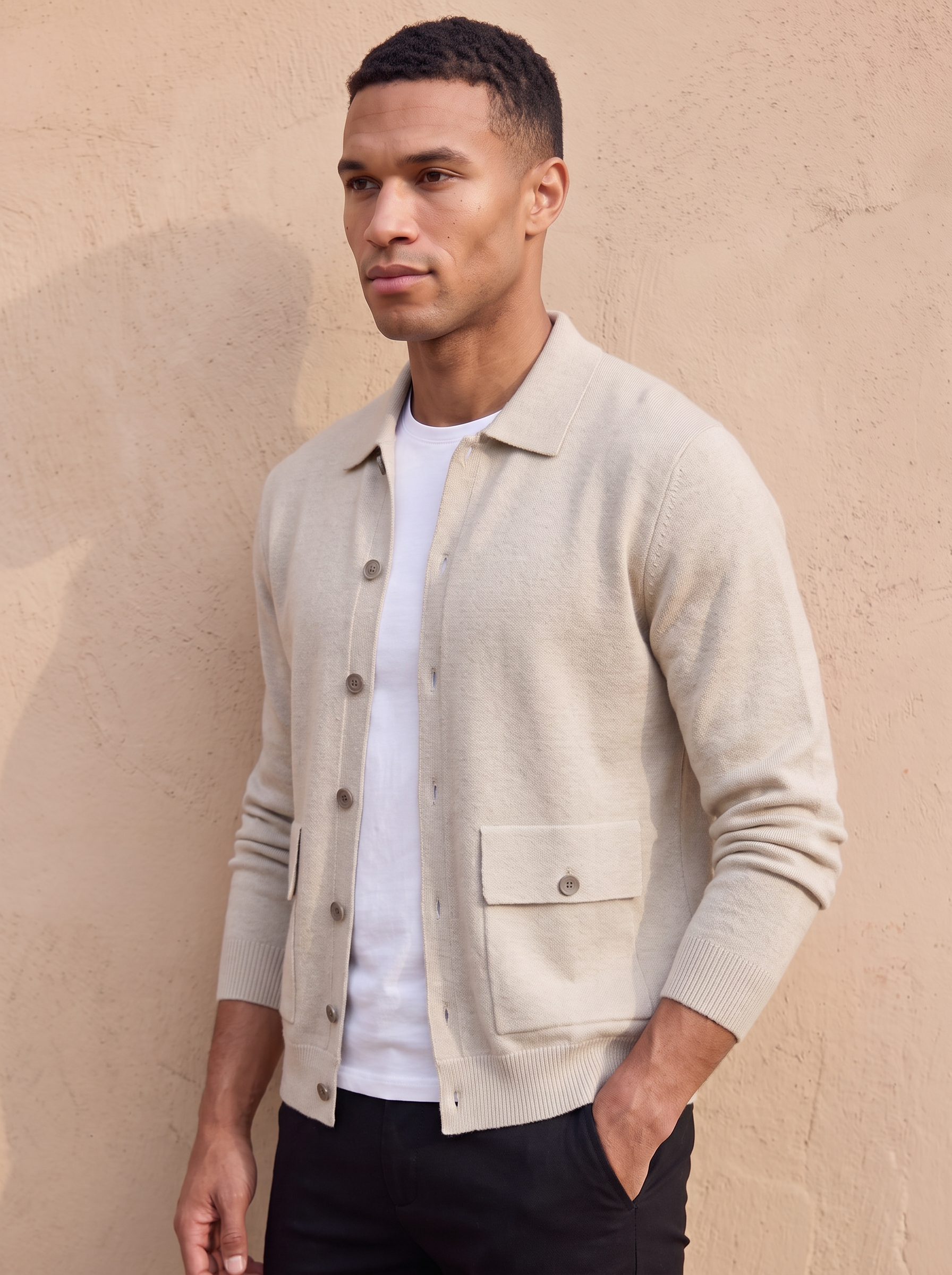 Cashmere button jacket for men