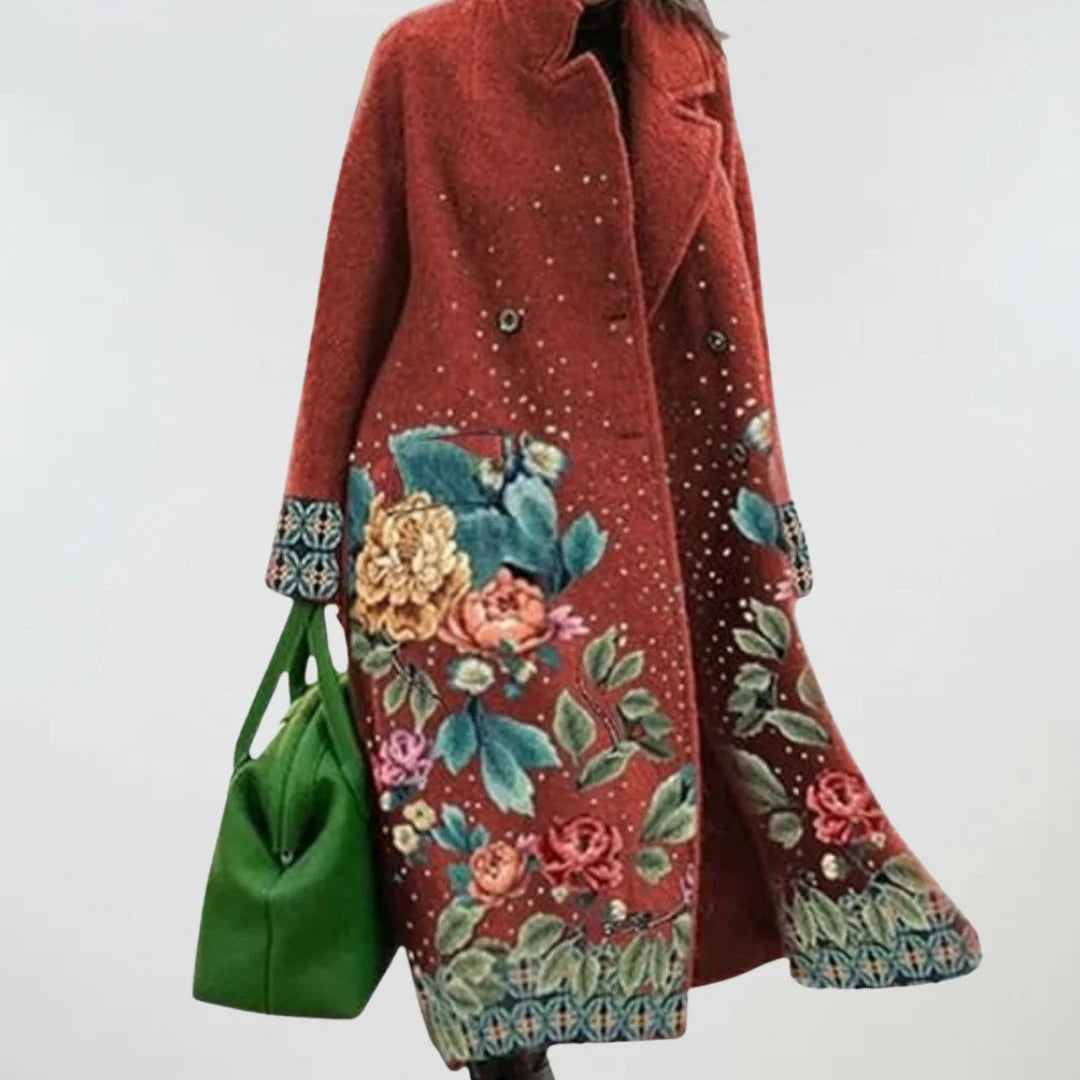 Wool blend coat with check print oversized drape women