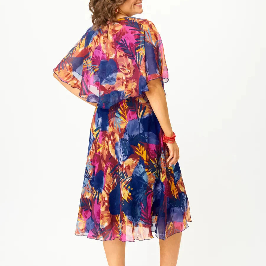 Plus size chiffon summer dress with sash tie — additional product view