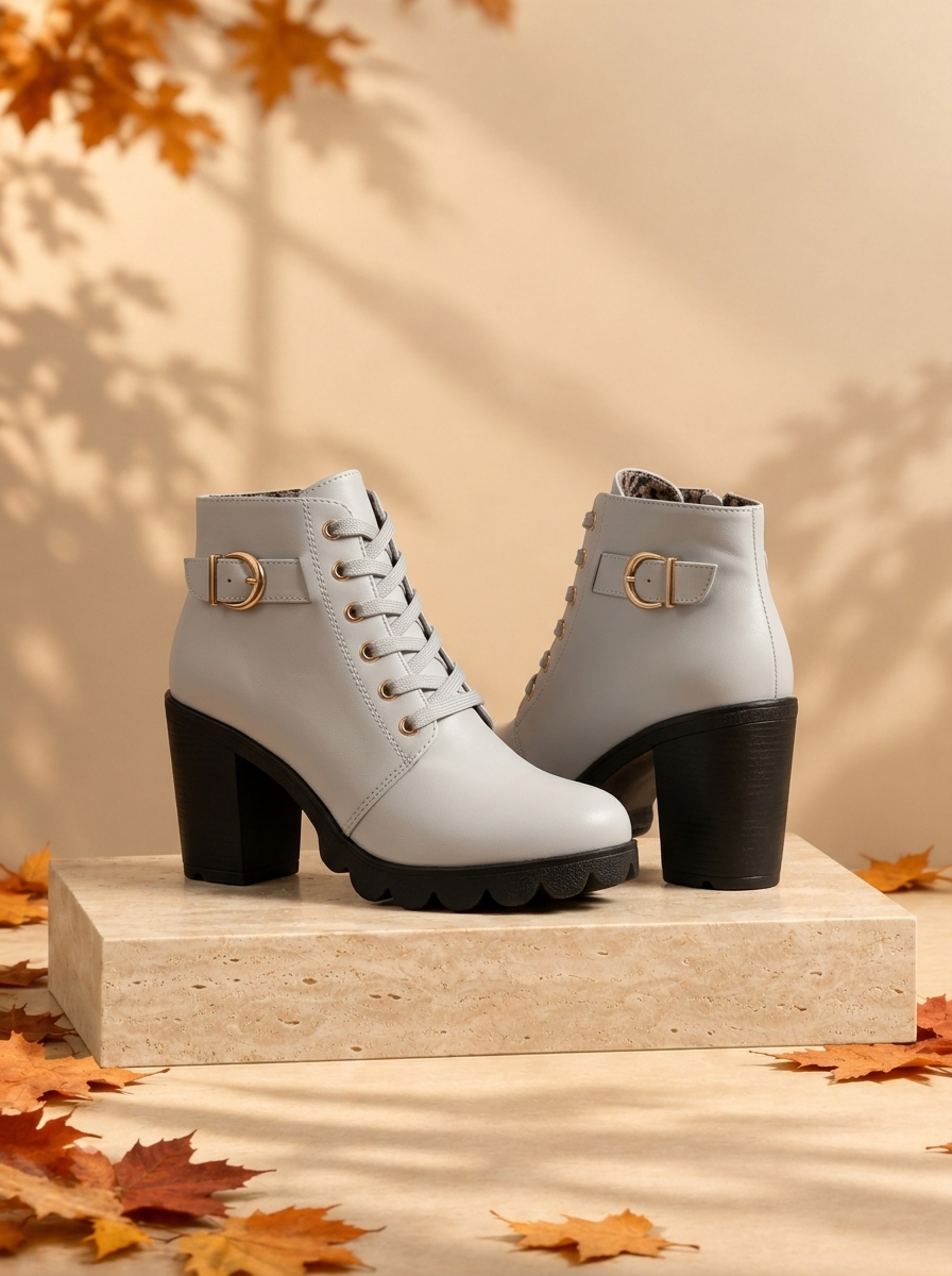 Women's casual lace-up ankle boots for fall