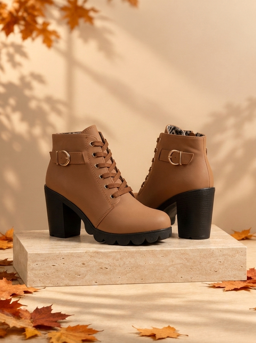 Women's chunky ankle boots with lug sole