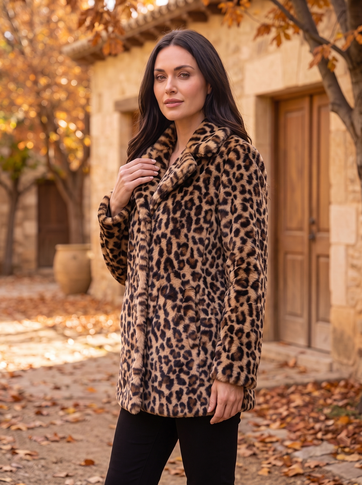 Women's leopard print teddy jacket