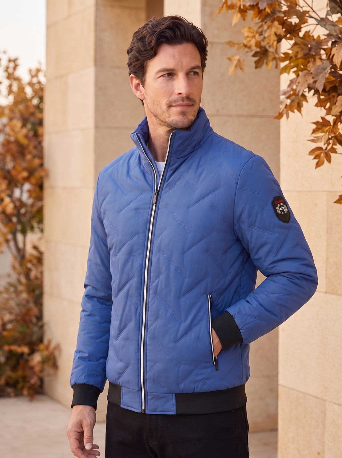 Men's quilted jacket with front pockets