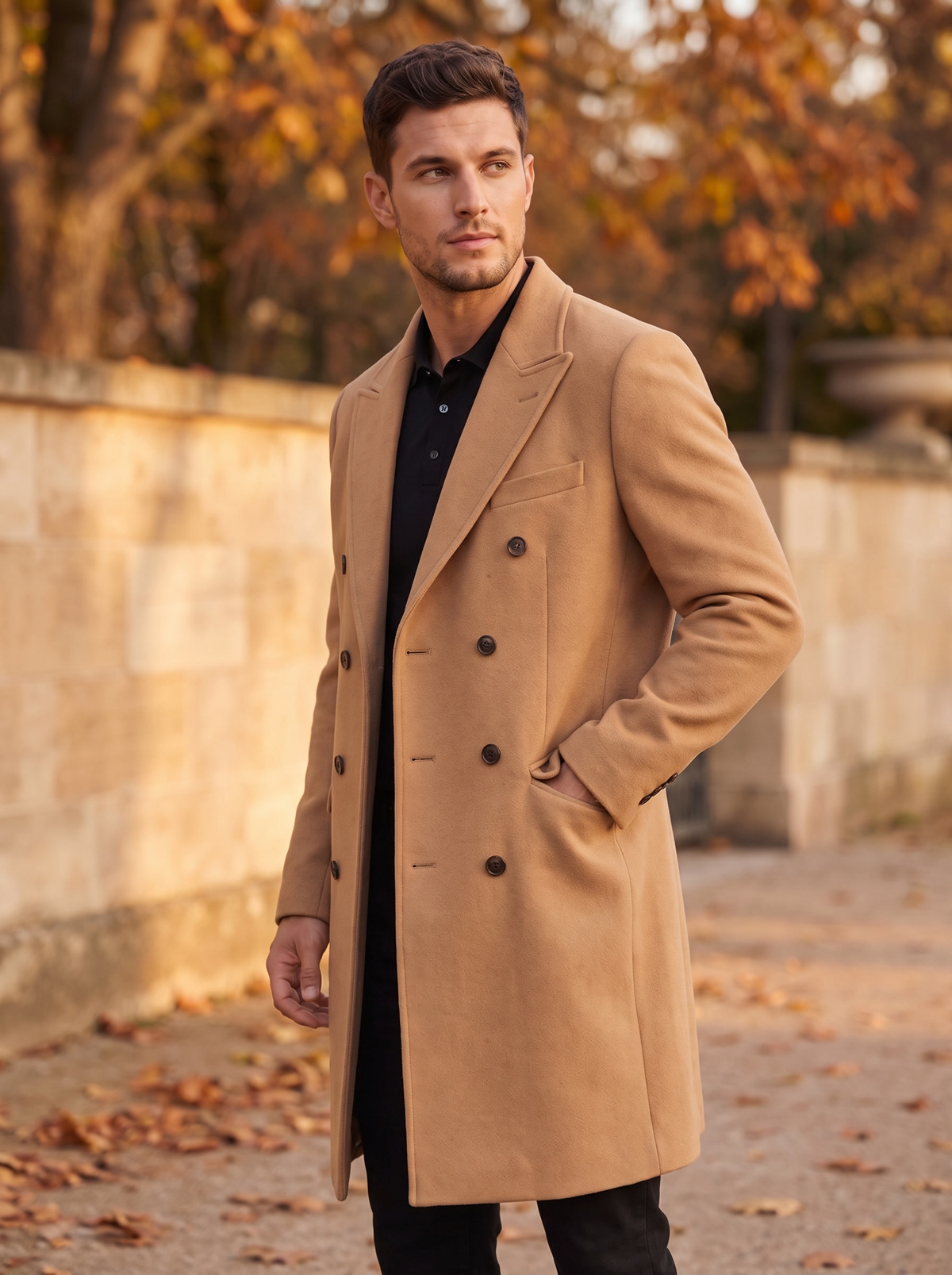 Men's long sleeve tailored coat for fall