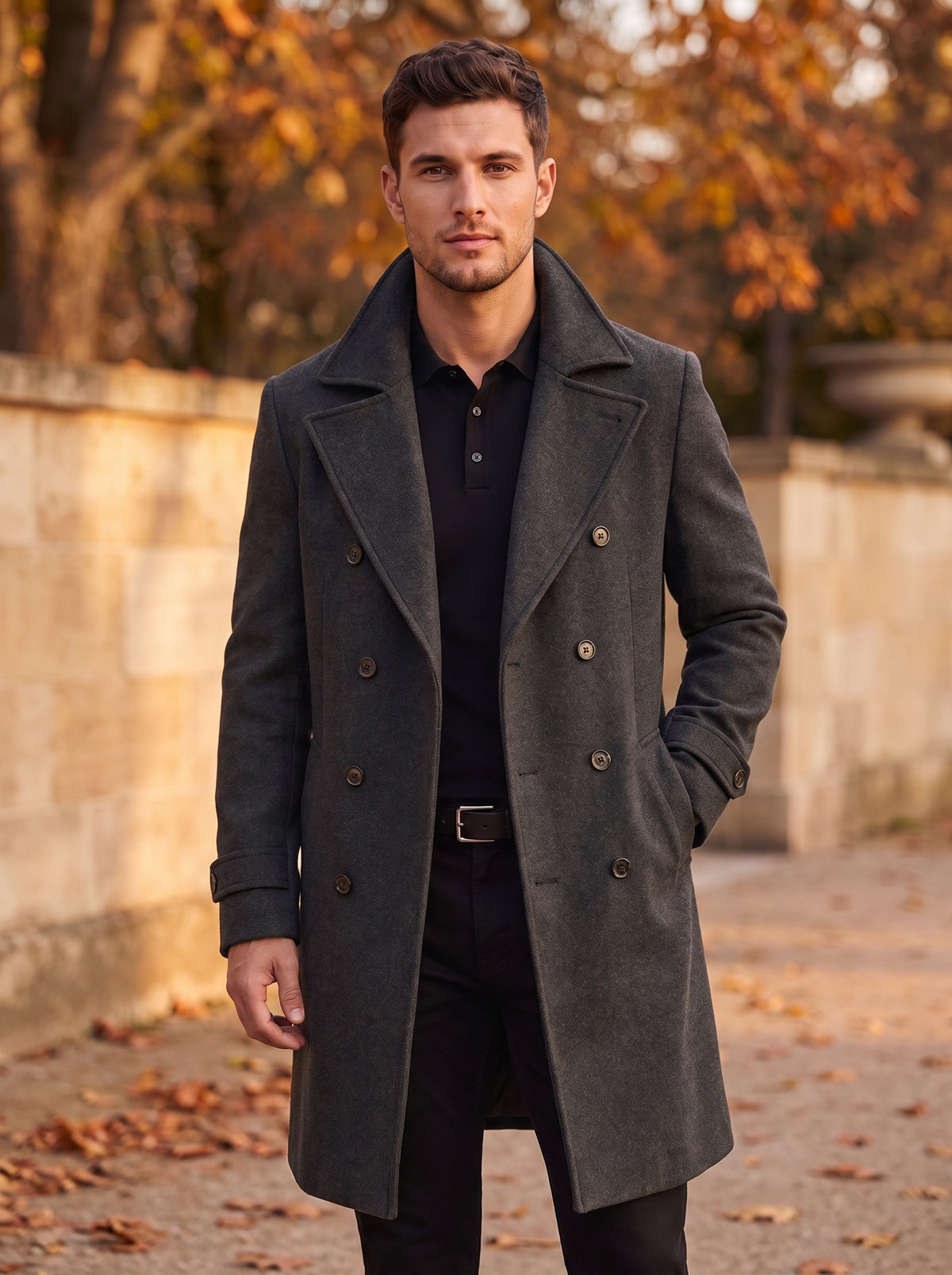 Men's tailored double breasted overcoat
