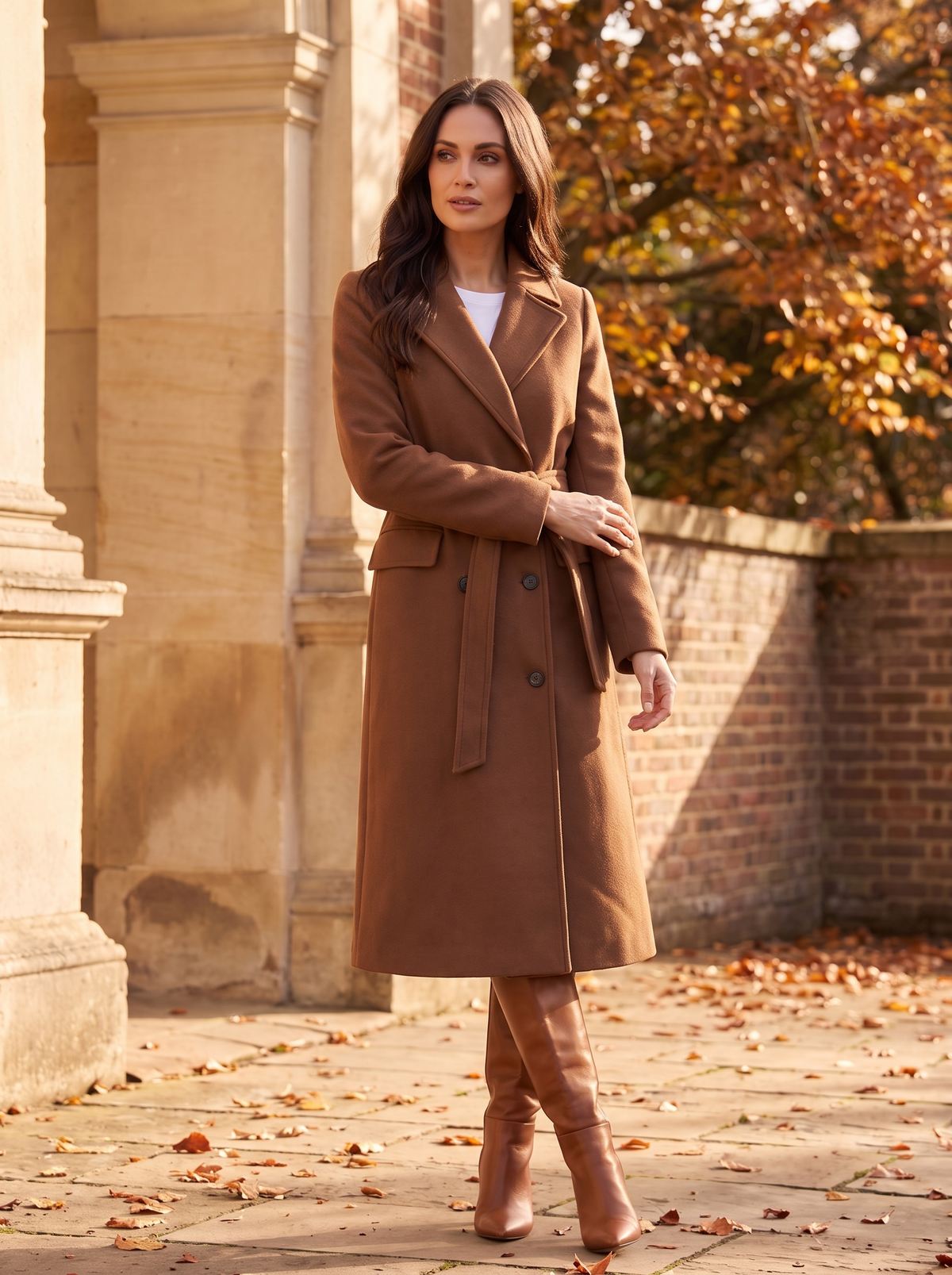 Women's long belted trench coat