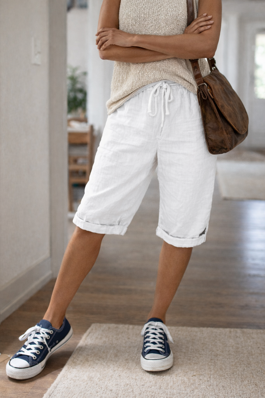 Cotton Bermuda Shorts Cotton Bermuda shorts with an adjustable drawstring waist