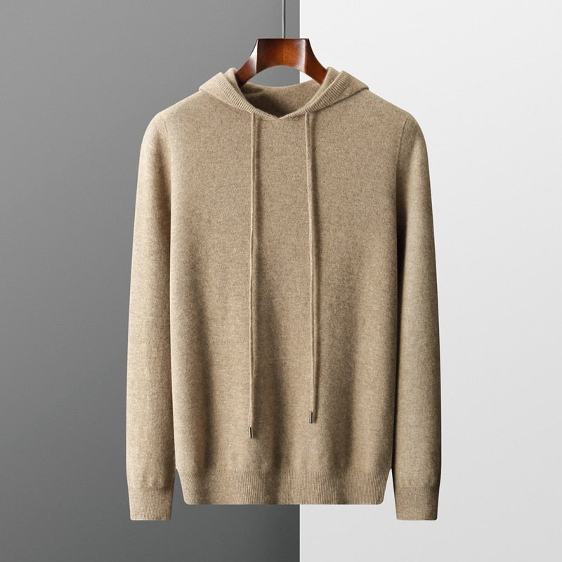 Hooded sweatshirt in wool blend casual style menswear