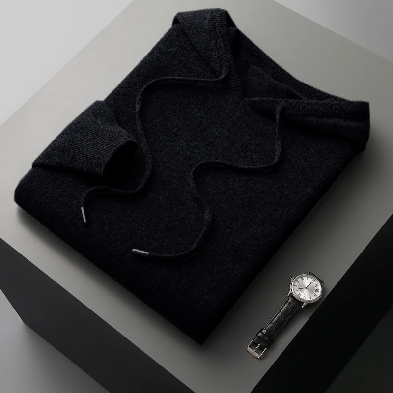 Casual wool hoodie side profile for men