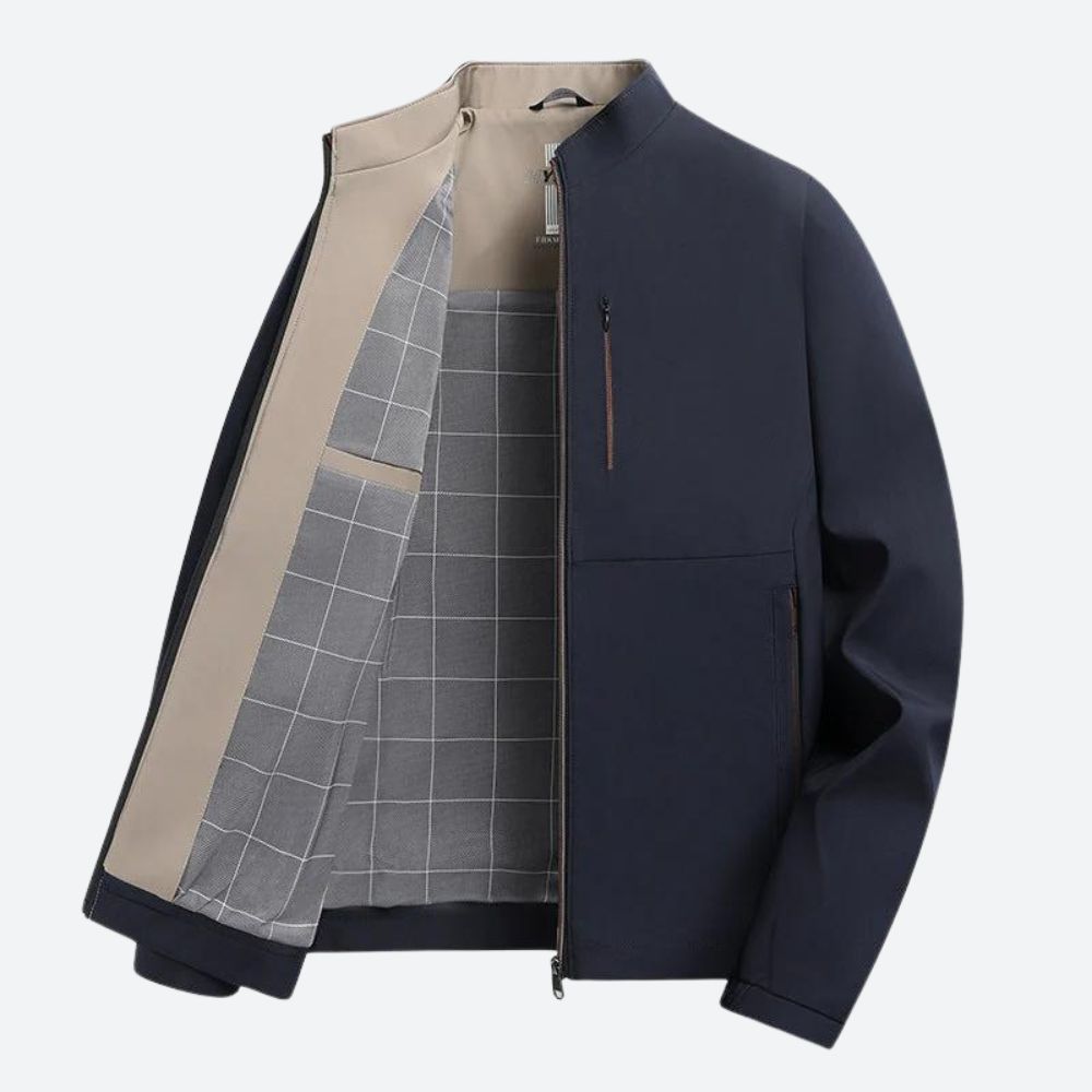 Cotton jacket showing side view relaxed fit for men