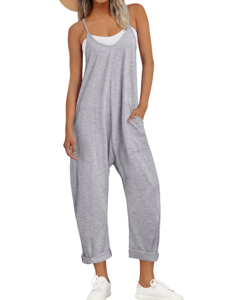Rayon jumpsuit designed with a flowing wide leg silhouette for summer wear