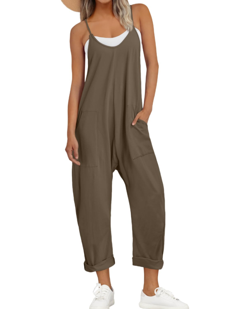 Women's casual jumpsuit with adjustable straps and a relaxed fit