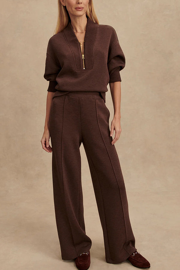 Women's casual cotton tracksuit featuring zip-front top and loose-fit bottoms