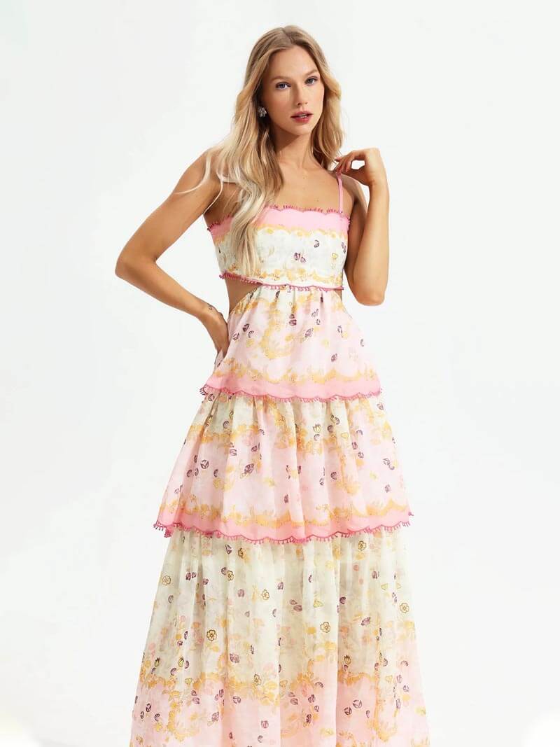 Women's lace maxi dress flowing silhouette – lifestyle view