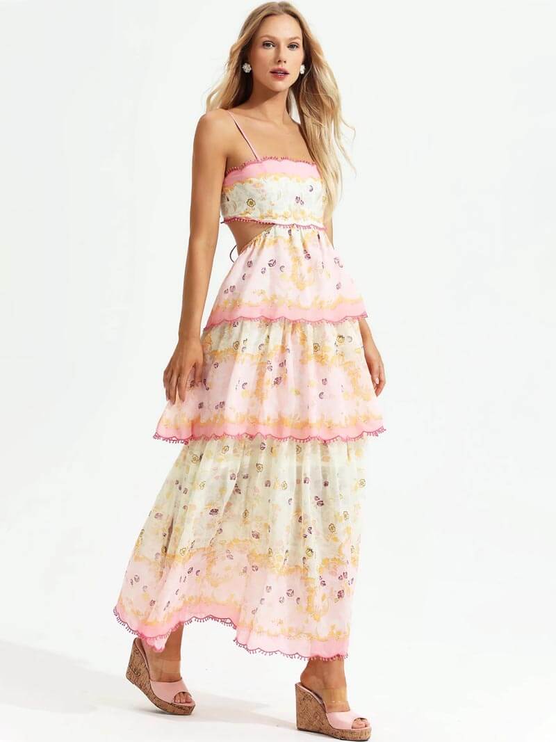 Full-length lace detail maxi dress for women – alternate angle