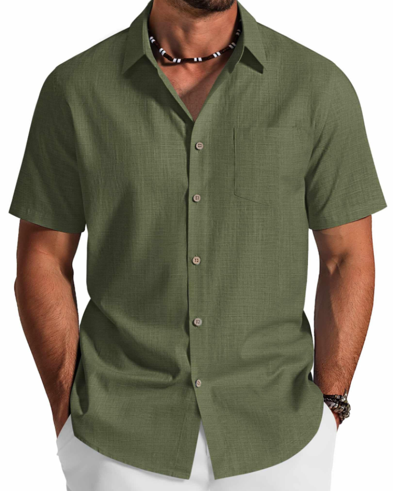 Cotton summer shirt with a classic button fastening and lightweight textured construction