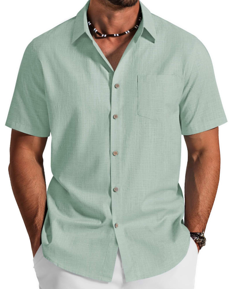 Short sleeve cotton shirt suitable for holidays, travel and everyday casual outfits