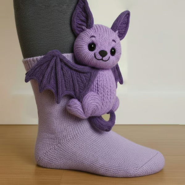 Soft cotton socks featuring raised animal face pattern for casual outfits