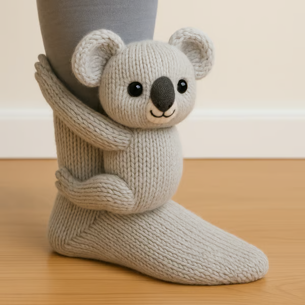 Elastic cotton socks featuring three-dimensional animal detail for women