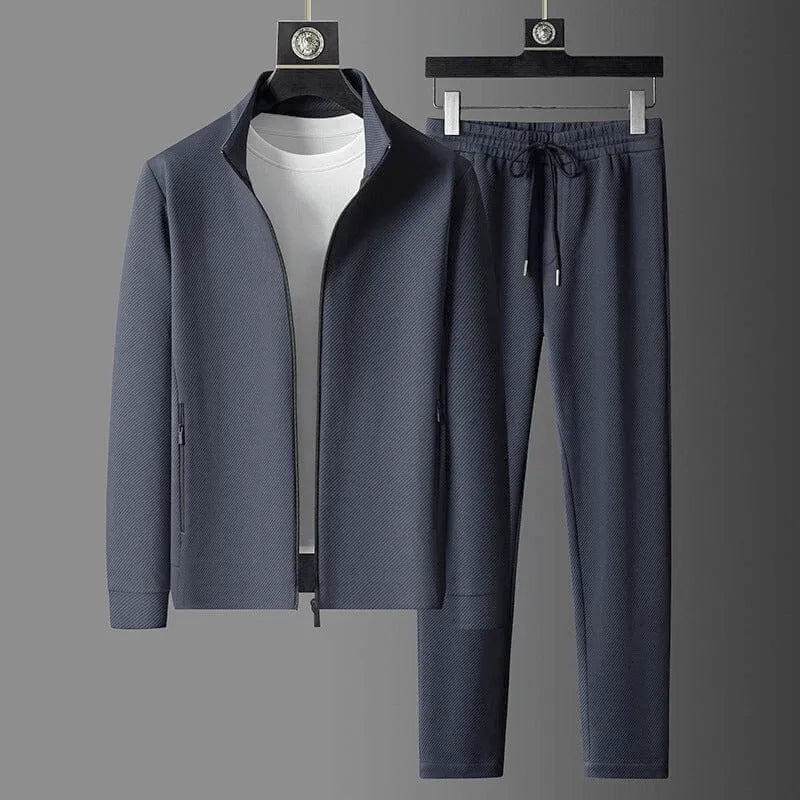Cotton tracksuit with zip-up jacket and joggers for men