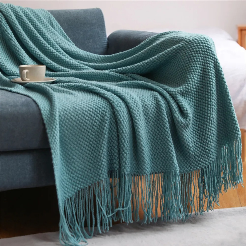 Plaid Tissé à Franges