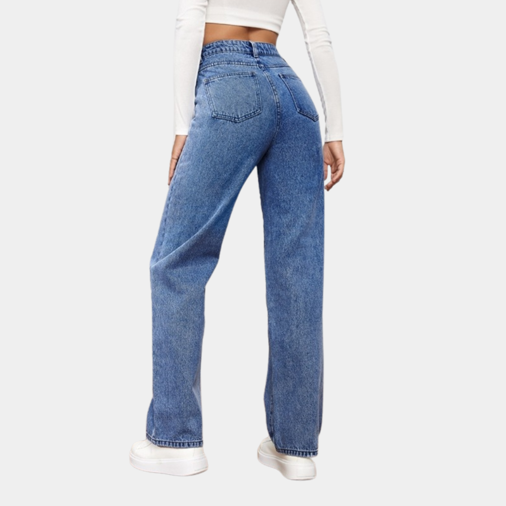 Women's high rise wide leg denim jeans