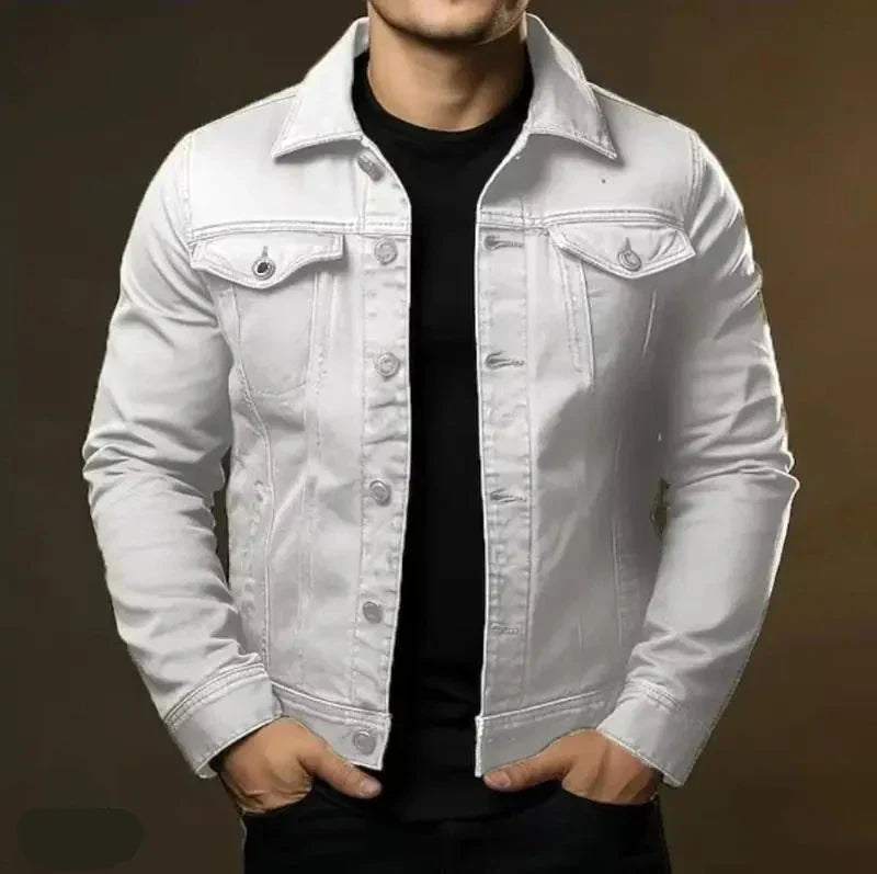 cotton jacket with fitted silhouette photographed at side view