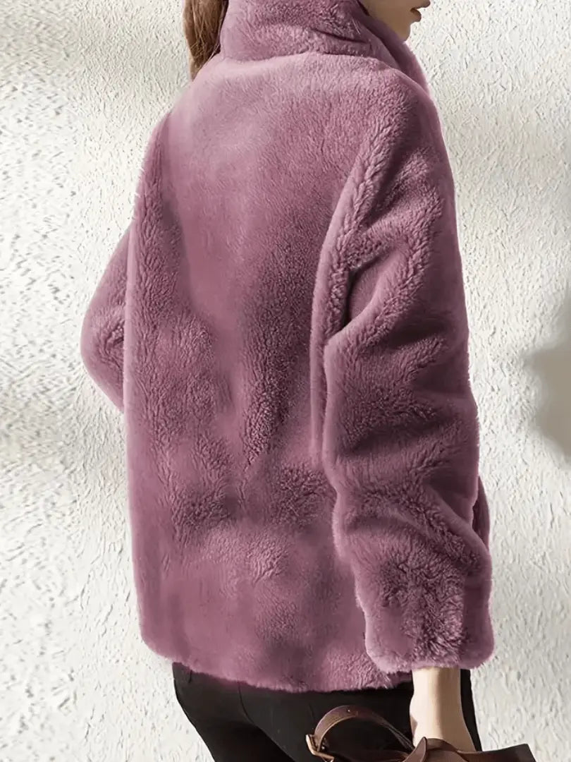 plush fleece jacket with full zip and high neck from front view