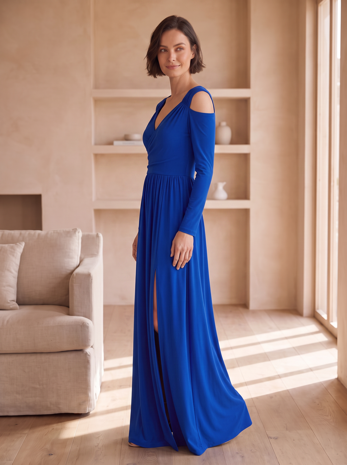 Long sleeve woven dress women