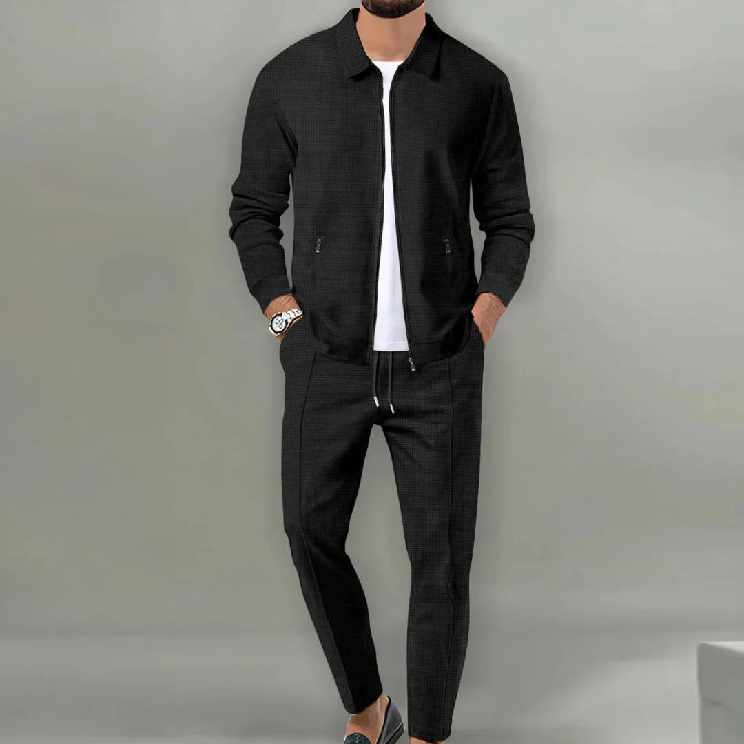 Ensemble Deux Pièces avec Veste Zippée et Pantalon Coupe Slim Homme
