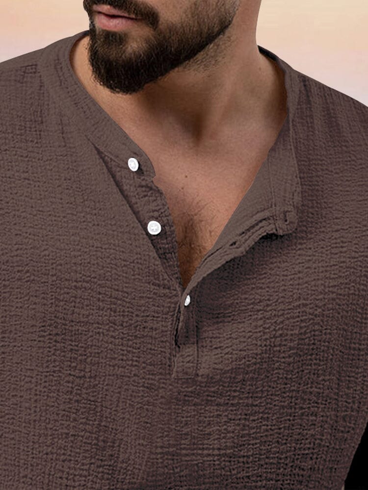 Ensemble Décontracté Deux Pièces avec Haut Col Henley Coupe Slim Homme