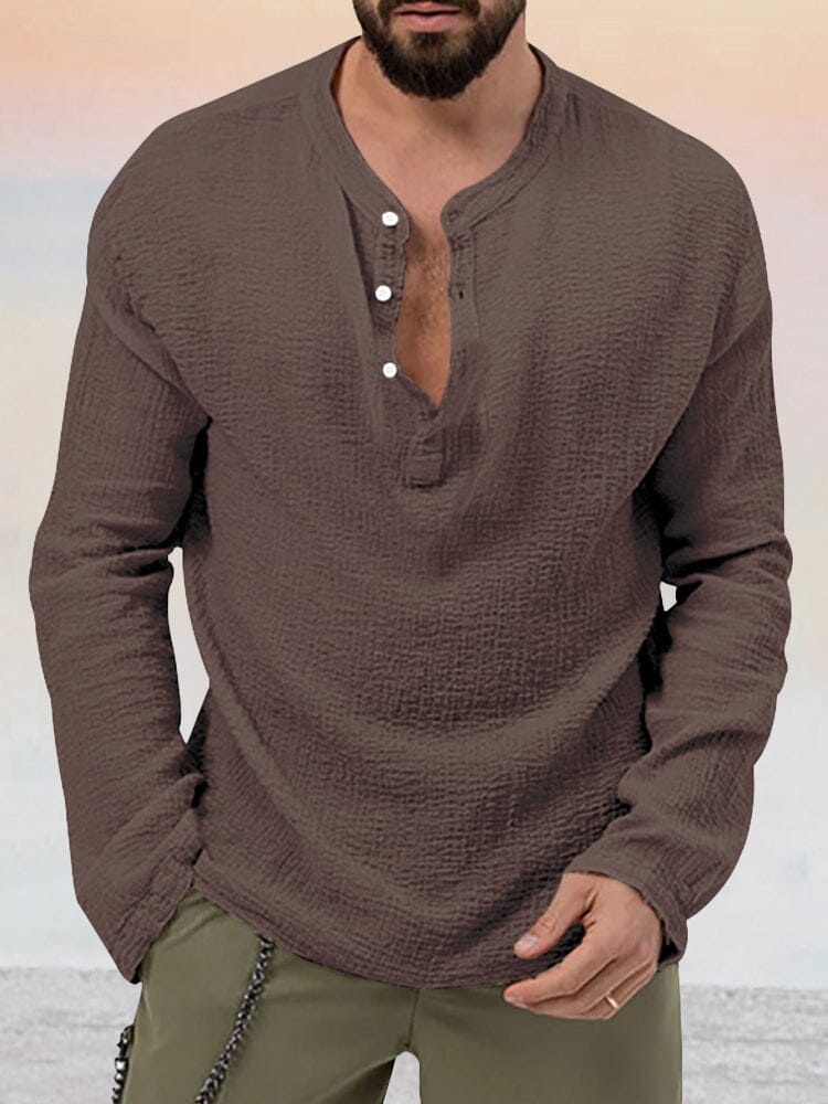 Ensemble Décontracté Deux Pièces avec Haut Col Henley Coupe Slim Homme