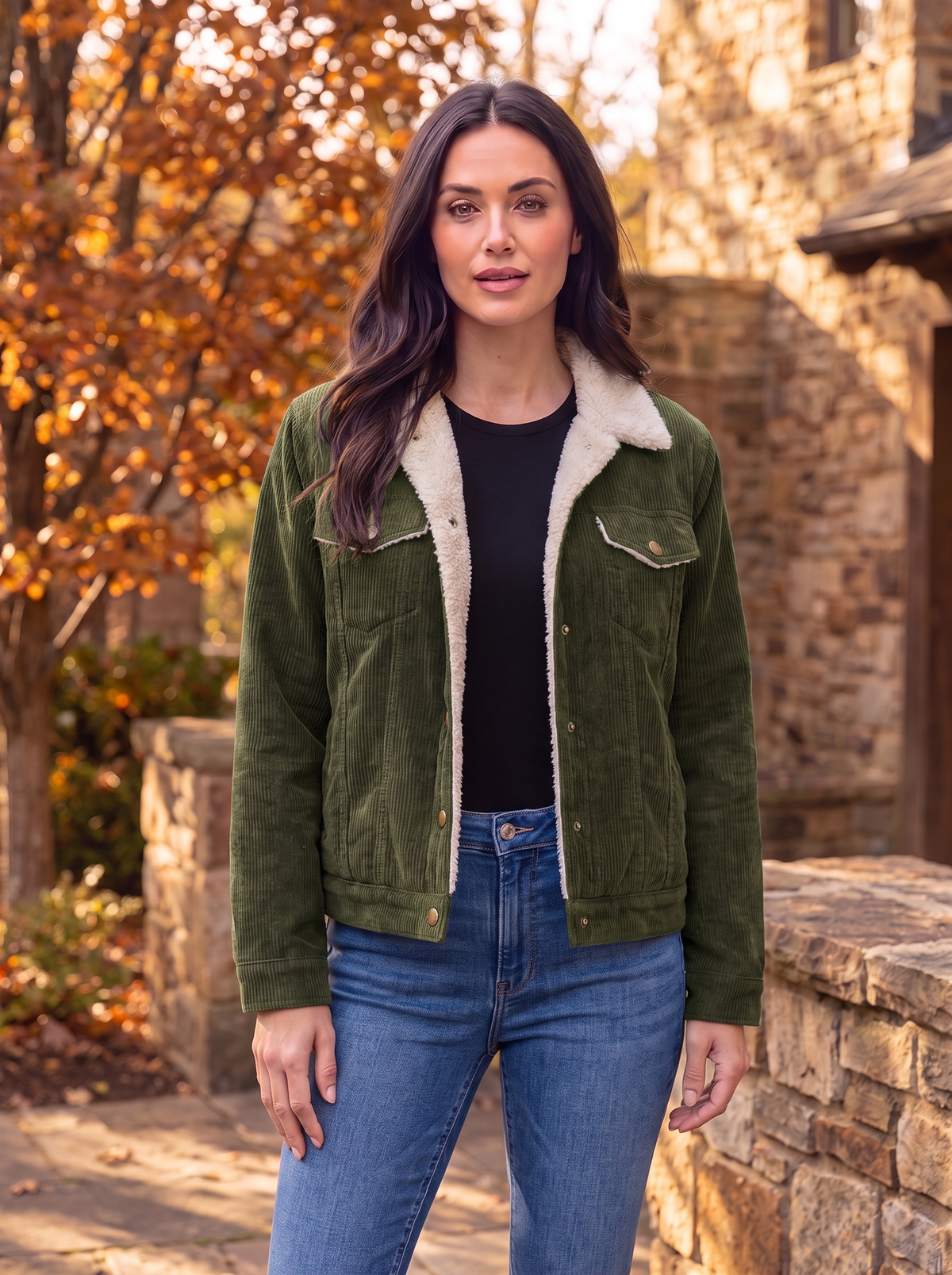 Women's long sleeve corduroy jacket