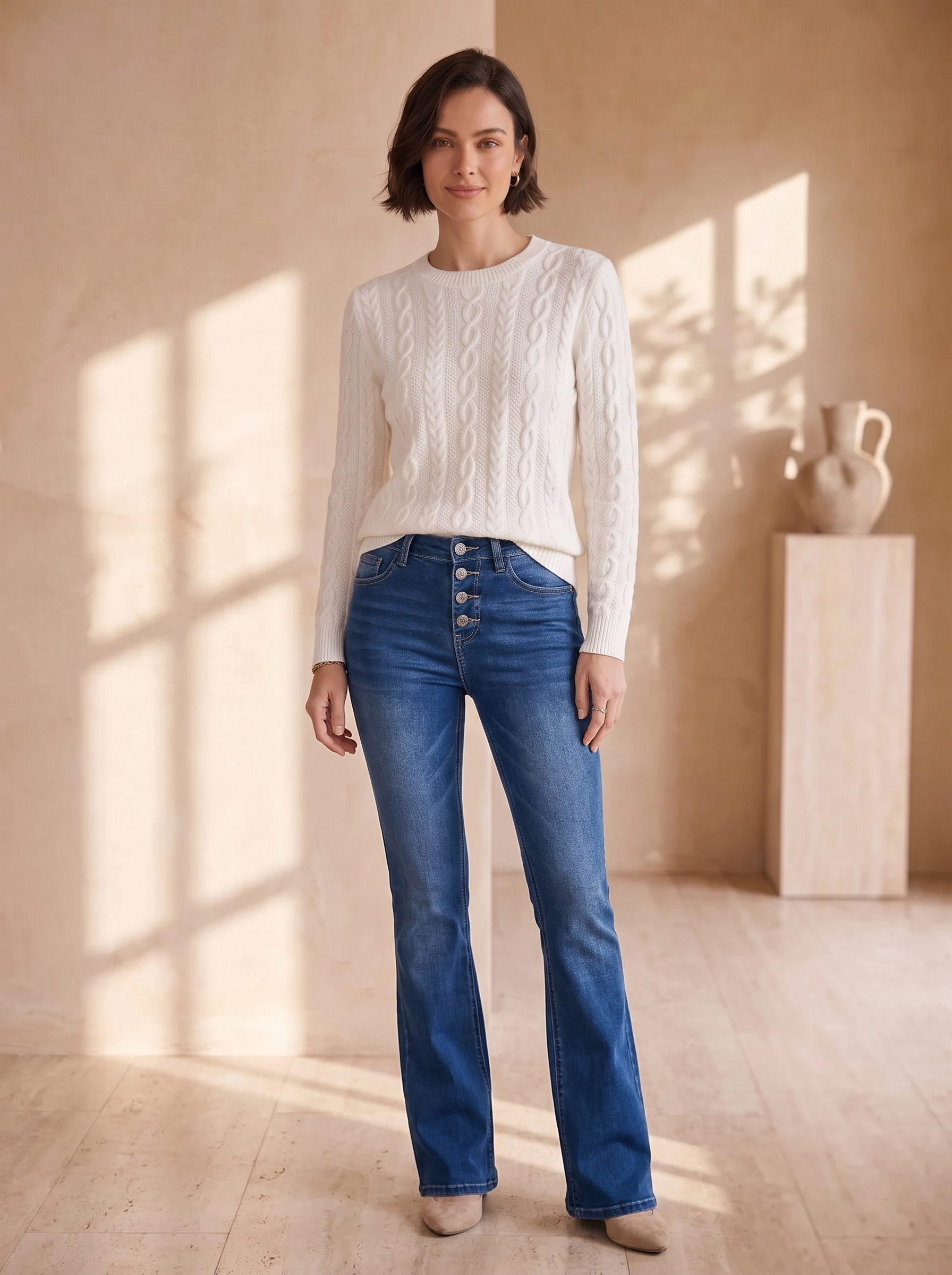 Women's high waist denim flared jeans