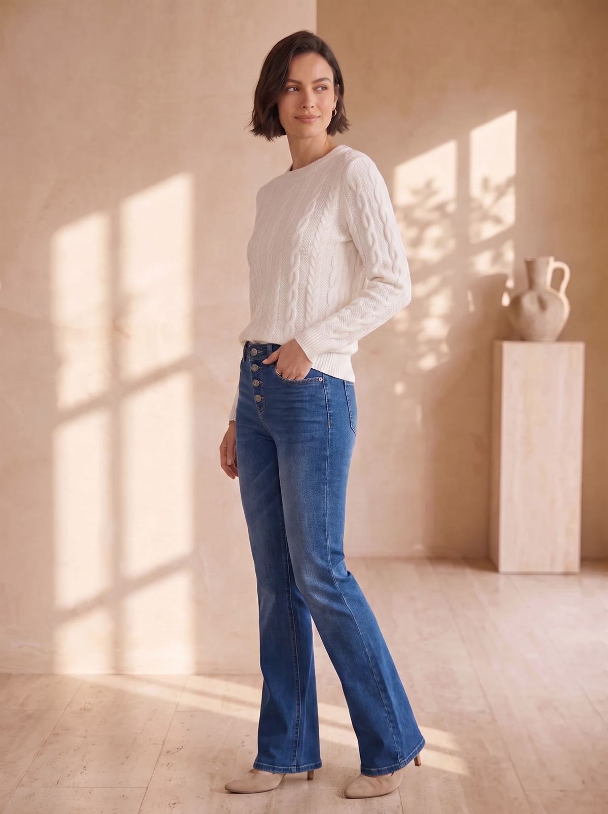 Women's flared denim jeans