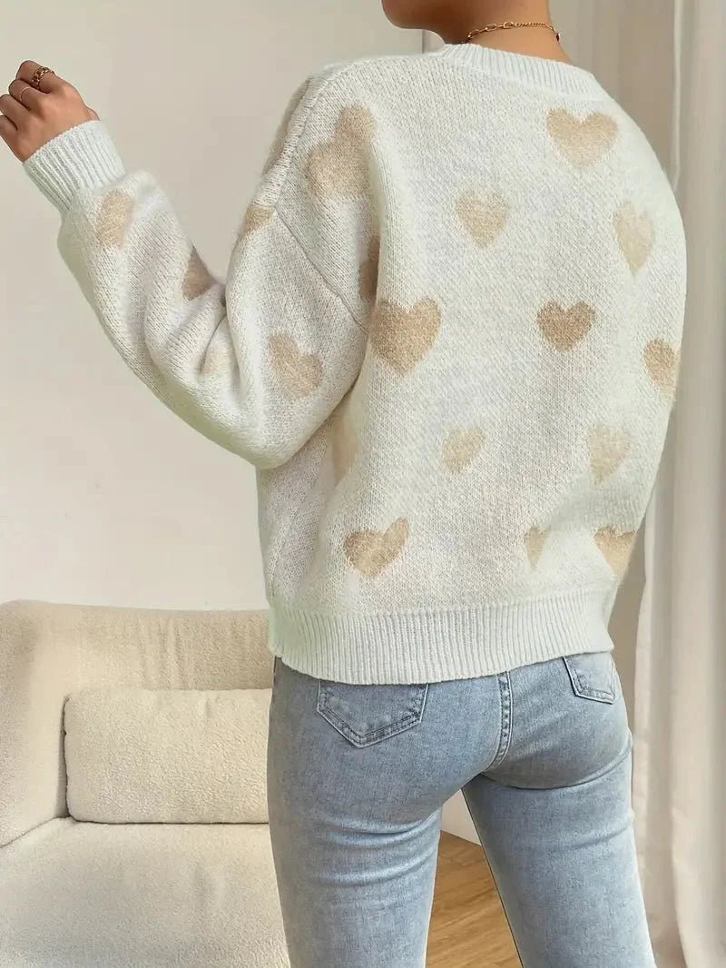 Pull en Maille à Motif Cœur pour Femme