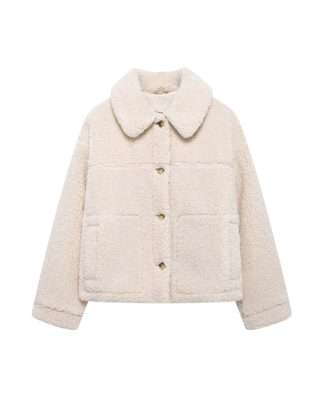 Fleece jacket with zip fastening worn casually outdoors