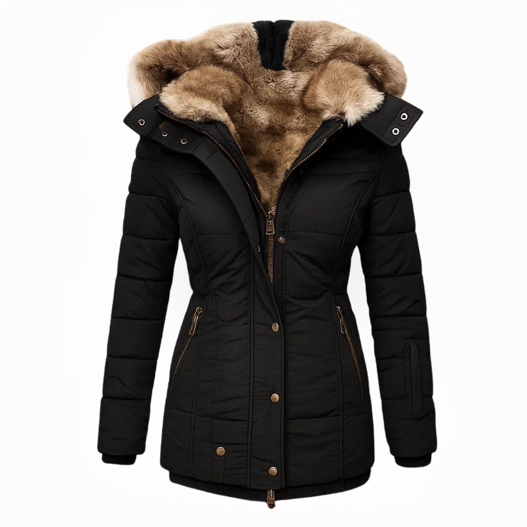 Padded winter coat with zip closure fitted silhouette for women