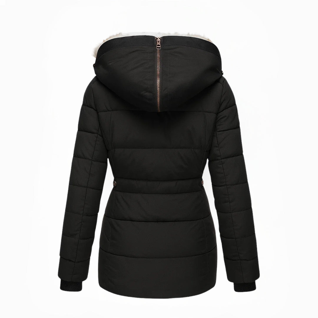 Padded winter coat with zip closure fitted silhouette for women