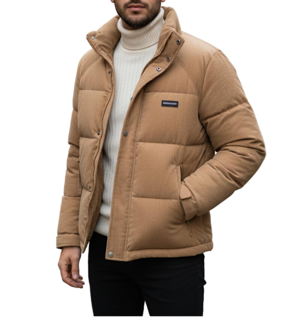 Men's regular fit corduroy jacket for cold weather wear
