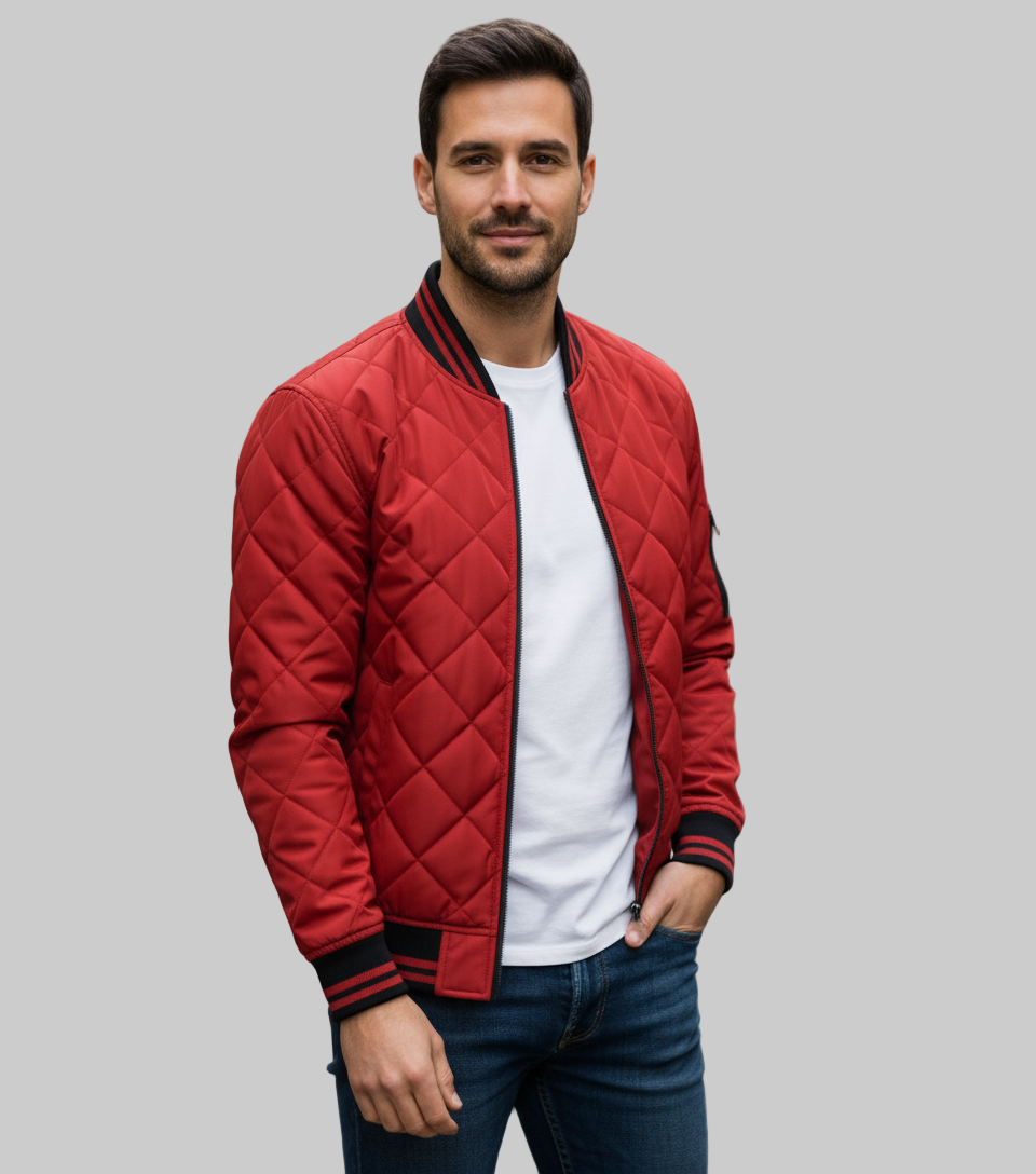Lightweight jacket with quilted structure and regular fit