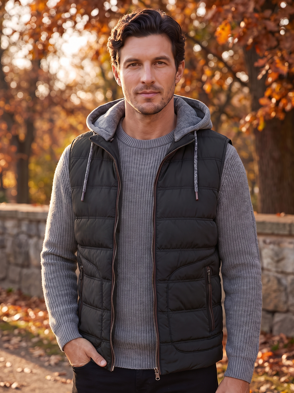 Men's quilted gilet with front pockets