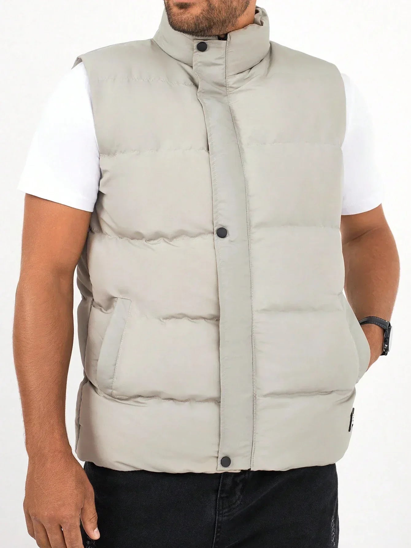 padded bodywarmer with quilted stitching pattern throughout