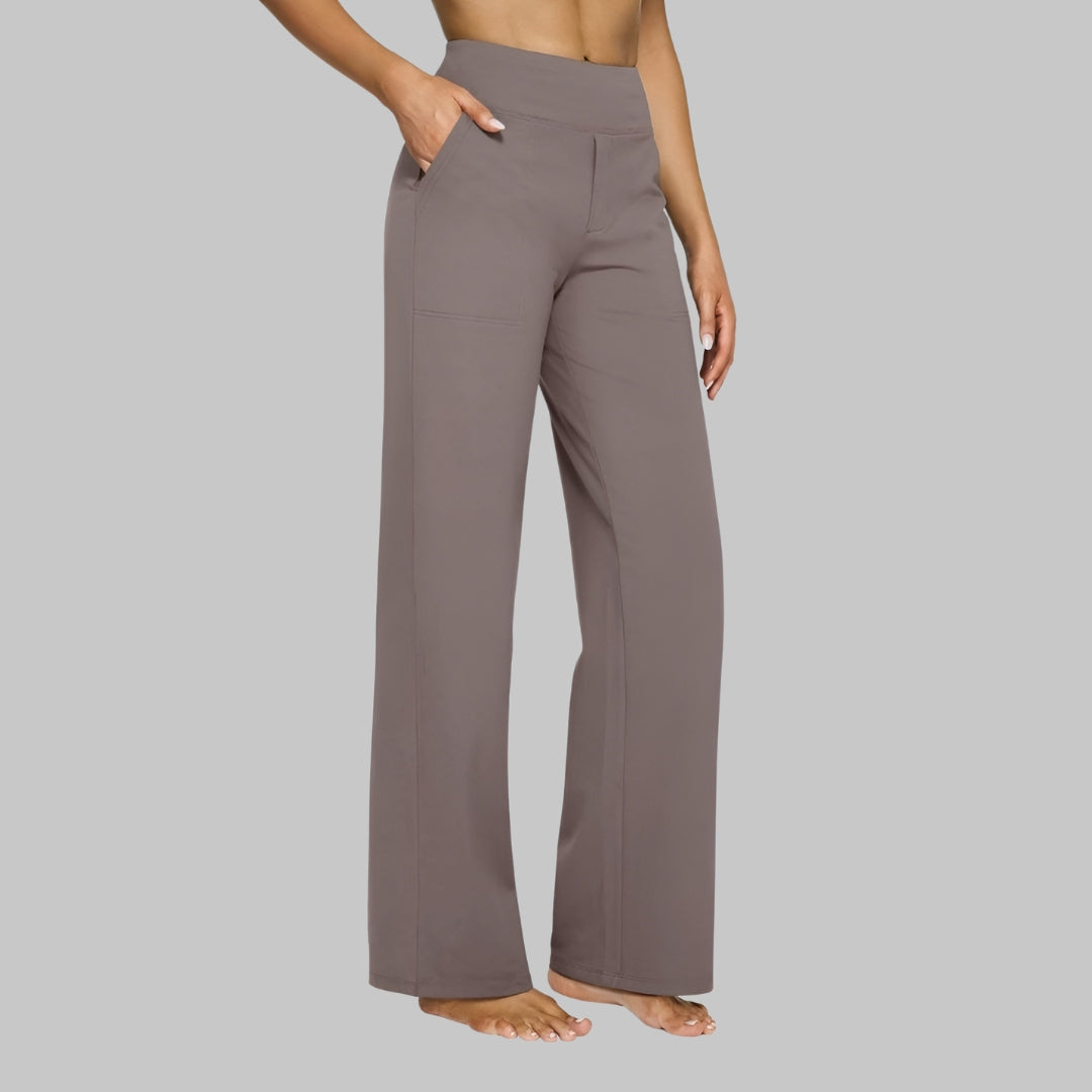 High waist yoga trousers designed for comfortable fitness training and everyday movement
