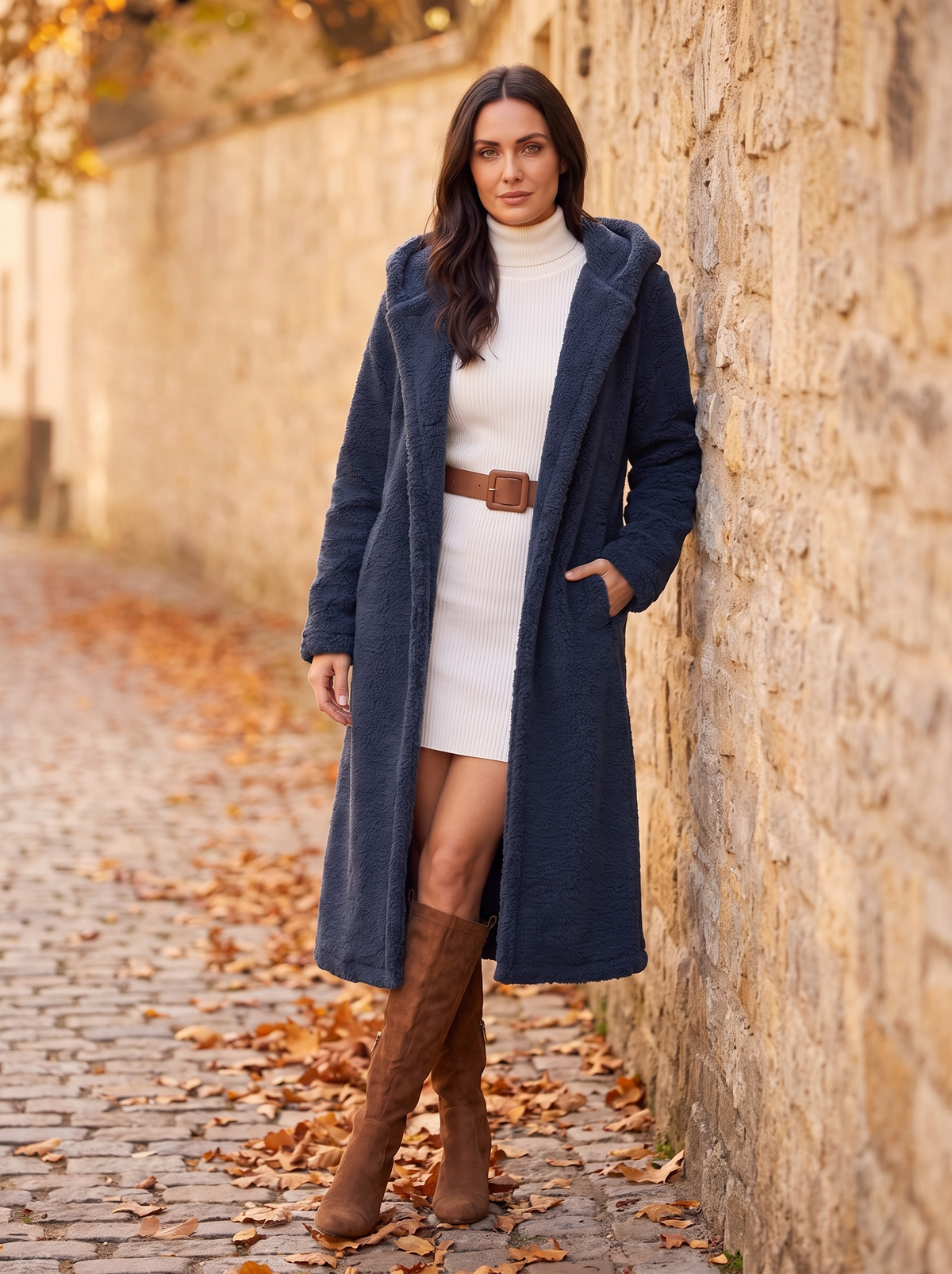 Women's long tailored coat for fall
